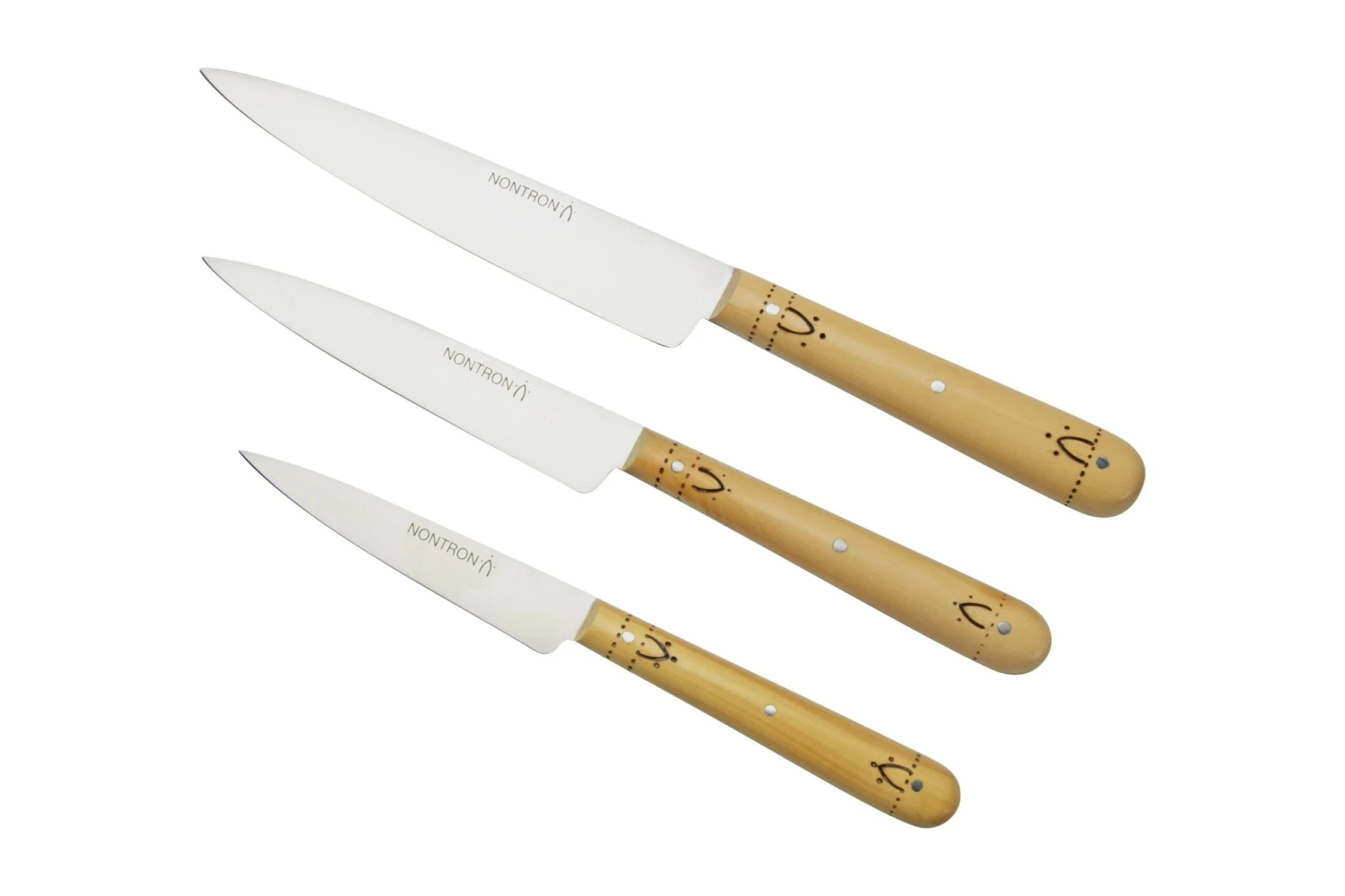 Nontron Traditional Set Of 3 Kitchen Knives, T3OFRBU Set De 3 Couteaux 3 Nontron Traditional Set Of 3 Kitchen Knives, T3OFRBU Set De 3 Couteaux